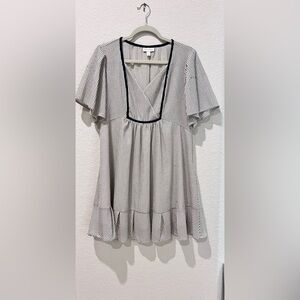 See U Soon NWT Striped Black and Beige With Gold Threading Dress | Women’s Large